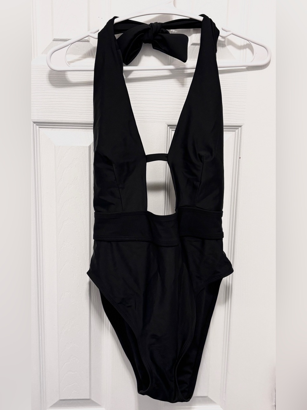 Adore Me Black Halter Cutout One-Piece Swimsuit